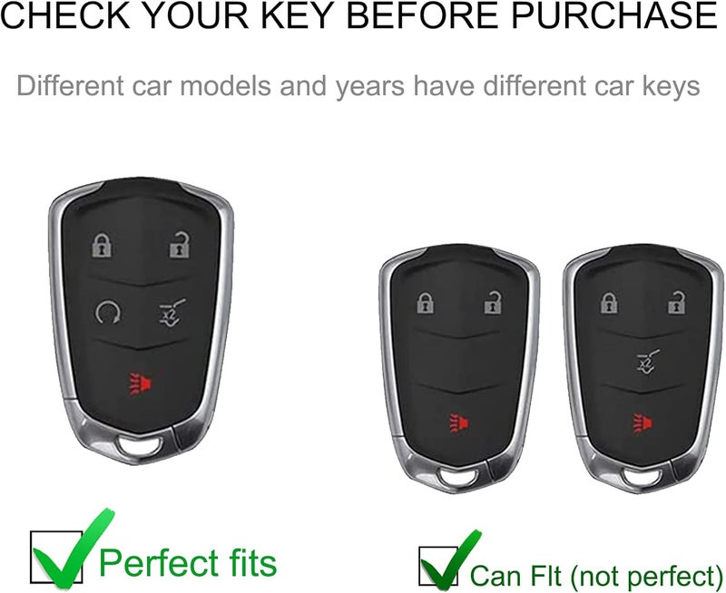 CACARLIKE for For Caddillac A Key Fob Cover with Leather Lanyard, Car Key Fob Case Smart Key Protector Holder - Image 2